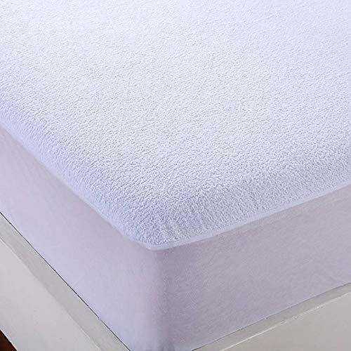 100% Waterproof Terry Cotton Fitted Mattress Protector for King Size Bed (78 x 72 Inch, White) Kafalo