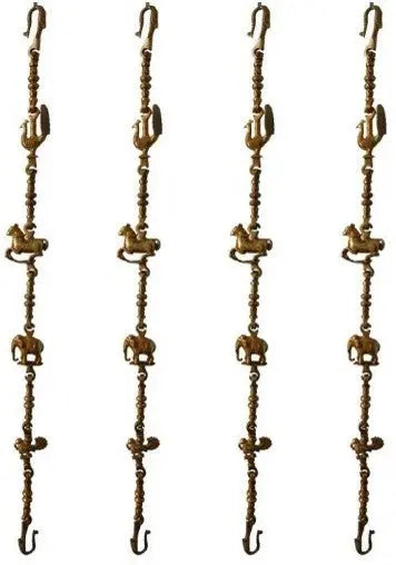 Designer Brass Jhula Chain | Elegant Brass Designer Swing Chain for Luxurious Home Interiors | Brass Animal Design Jhula Chain ( Yellow, 90 inch)