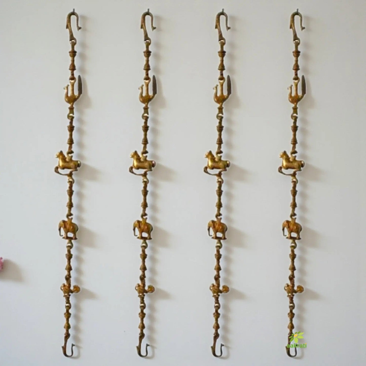 Designer Brass Jhula Chain | Elegant Brass Designer Swing Chain for Luxurious Home Interiors | Brass Animal Design Jhula Chain ( Yellow, 90 inch)