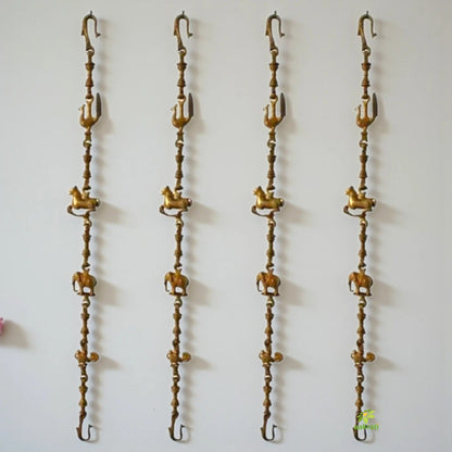 Designer Brass Jhula Chain | Elegant Brass Designer Swing Chain for Luxurious Home Interiors | Brass Animal Design Jhula Chain ( Yellow, 90 inch)