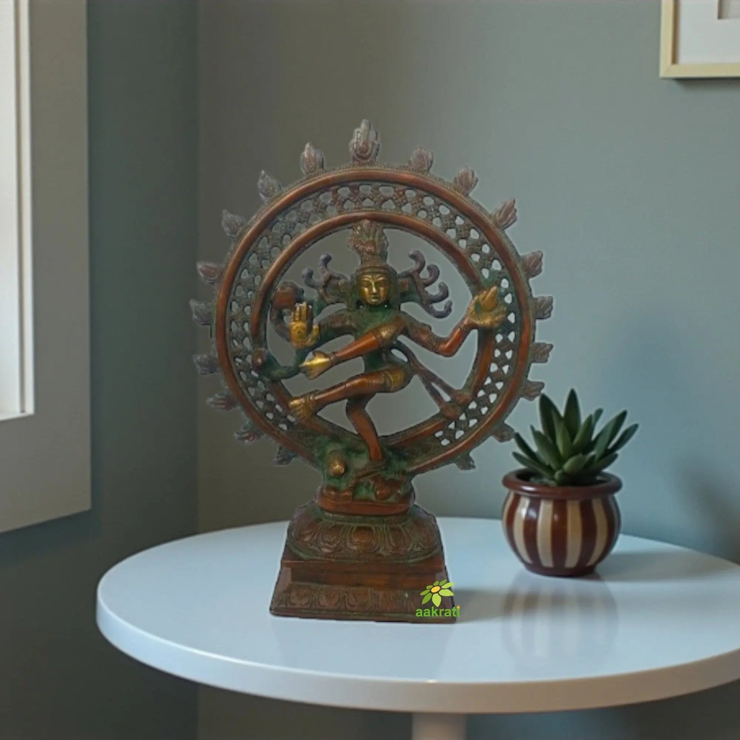 Decorative Brass Nataraj Idol – Antique Style Hindu God Shiva Statue for Spiritual Gifts & Home Temple