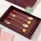 Heartstring Tea Spoon And Fruit Fork Set Of 4 Nestasia