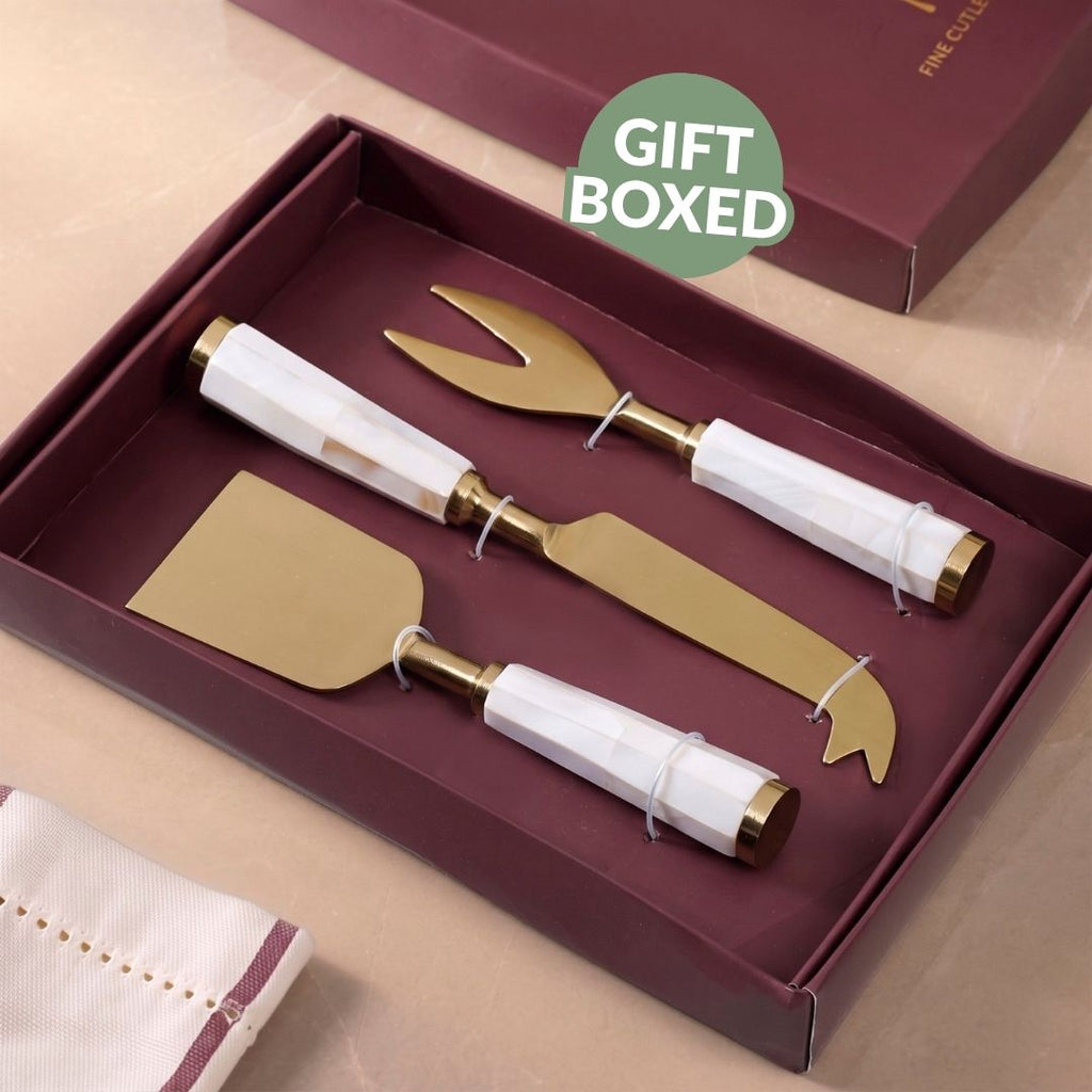 Mother Of Pearl Cheese Knife Set Of 3 Nestasia