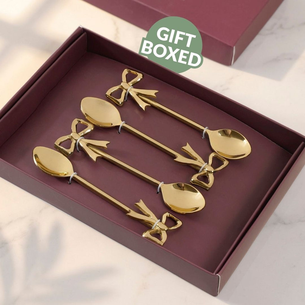 Ribbon Charm Stainless Steel Tea Spoon Set Of 4 Nestasia