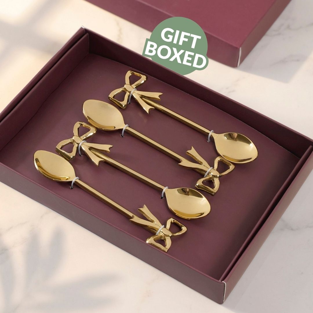 Ribbon Charm Stainless Steel Tea Spoon Set Of 4 Nestasia