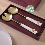Marble Gold Honeybee Serving Spoon Set Of 2 Nestasia