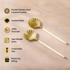 Scallop Shell Gold Serving Spoon Set Of 2 Nestasia