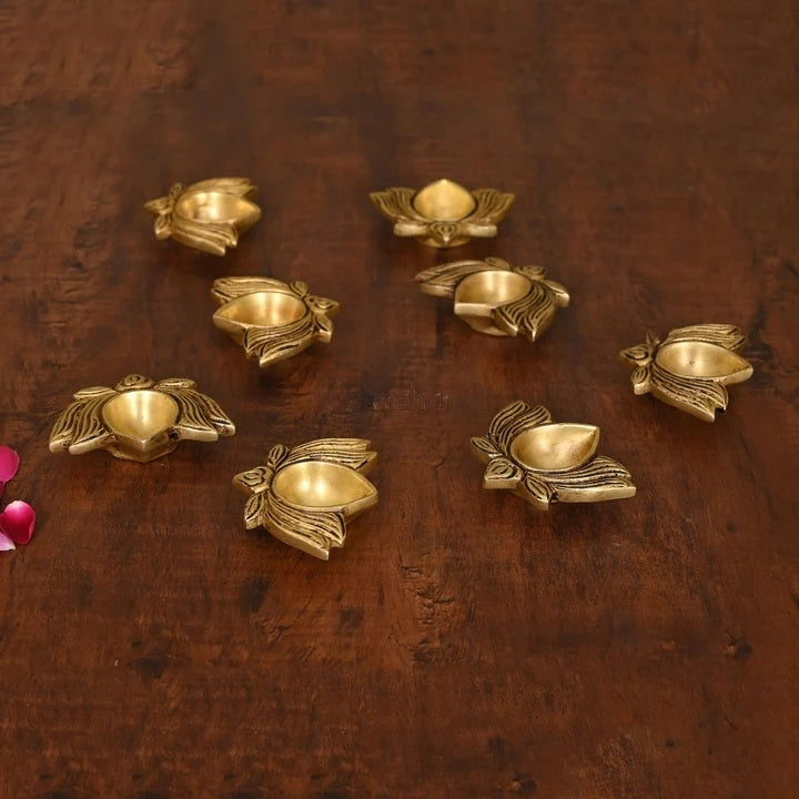 Brass Lotus Flower Diya Set Vedansh Craft