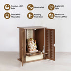 Blessed Pooja Mandir For Home Office With LED Light 36x19x44cm Brown Nestasia