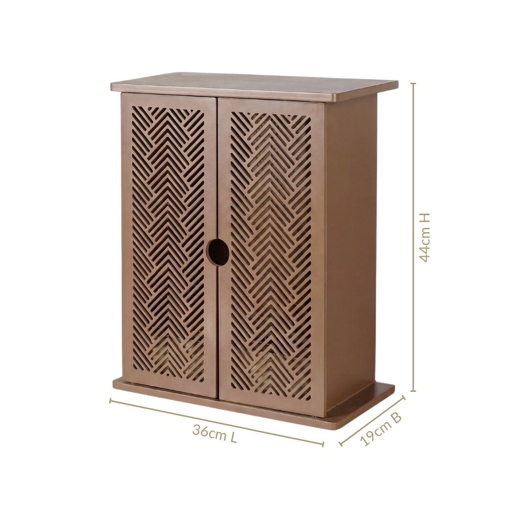 Blessed Pooja Mandir For Home Office With LED Light 36x19x44cm Brown Nestasia