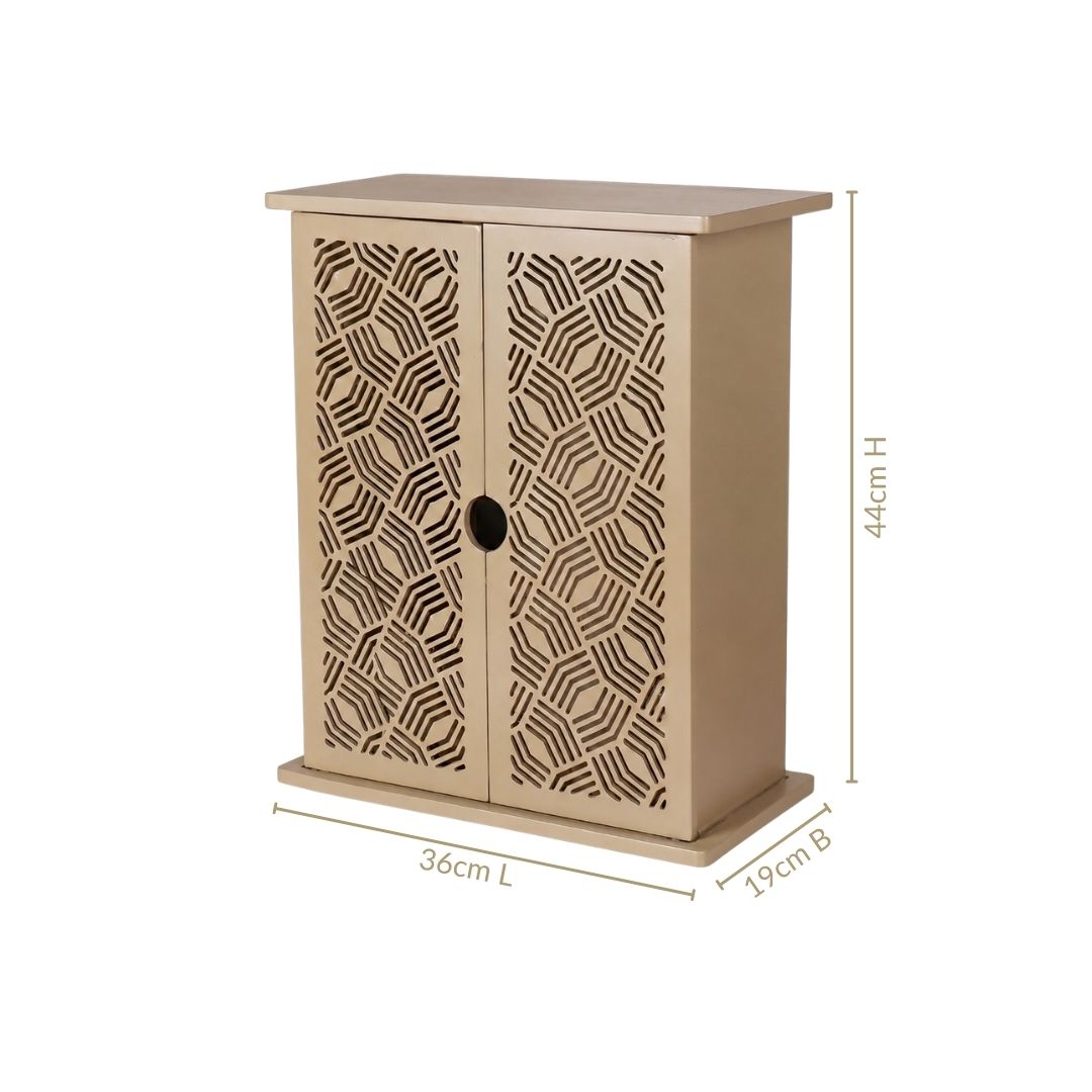 Pooja Mandir For Home And Office With LED Light Beige 36x19x44cm Nestasia