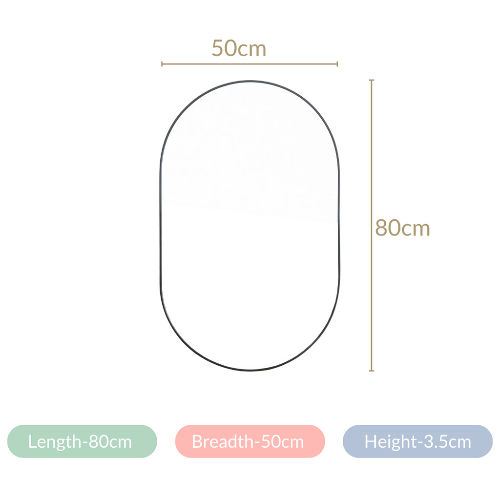 Oval Wall Mirror Black Small Nestasia