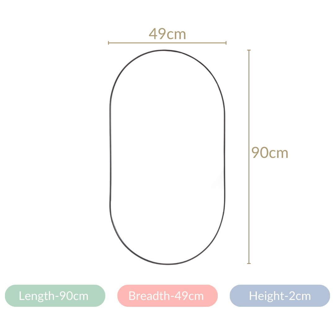 Wall Hanging Oval Mirror Black Large Nestasia