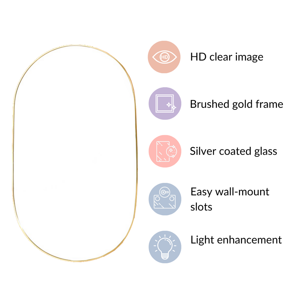 Living Room Oval Mirror Gold Large Nestasia