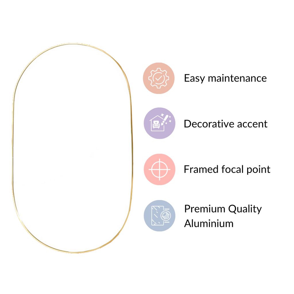 Living Room Oval Mirror Gold Large Nestasia
