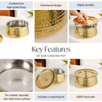 Hammered Pure Brass Biriyani Handi Lagan With Lid 4000ml Nestasia