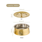 Hammered Pure Brass Biriyani Handi Lagan With Lid 4000ml Nestasia