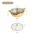 Hammered Pure Brass Kadhai With Glass Lid 4000ml Nestasia