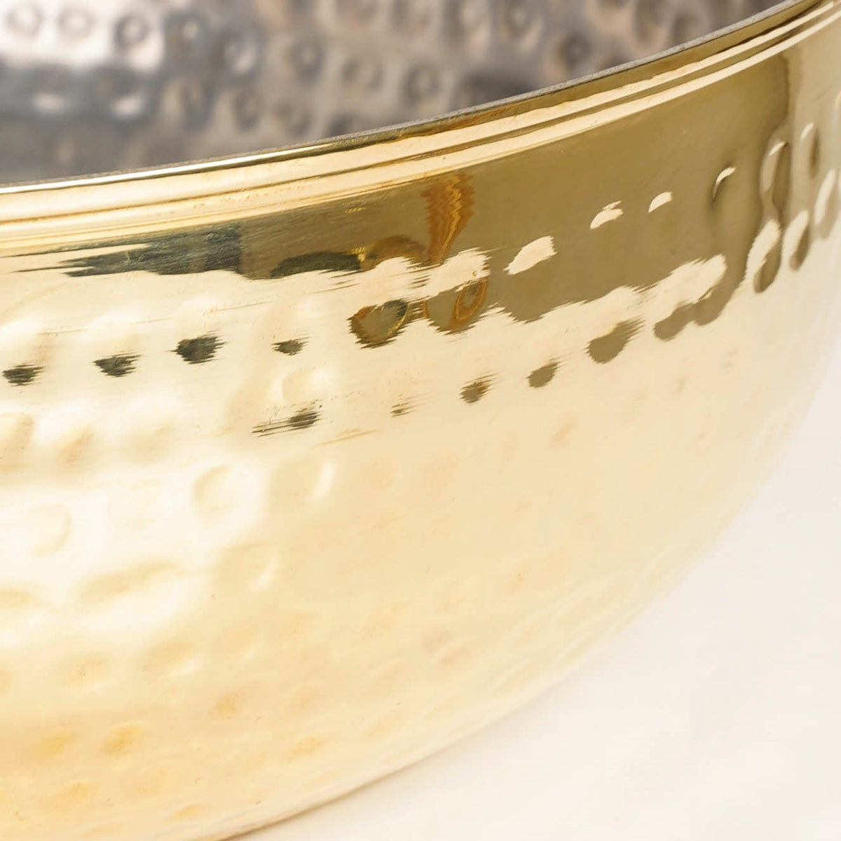 Hammered Pure Brass Kadhai With Glass Lid 4000ml Nestasia