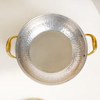 Hammered Pure Brass Kadhai With Glass Lid 4000ml Nestasia