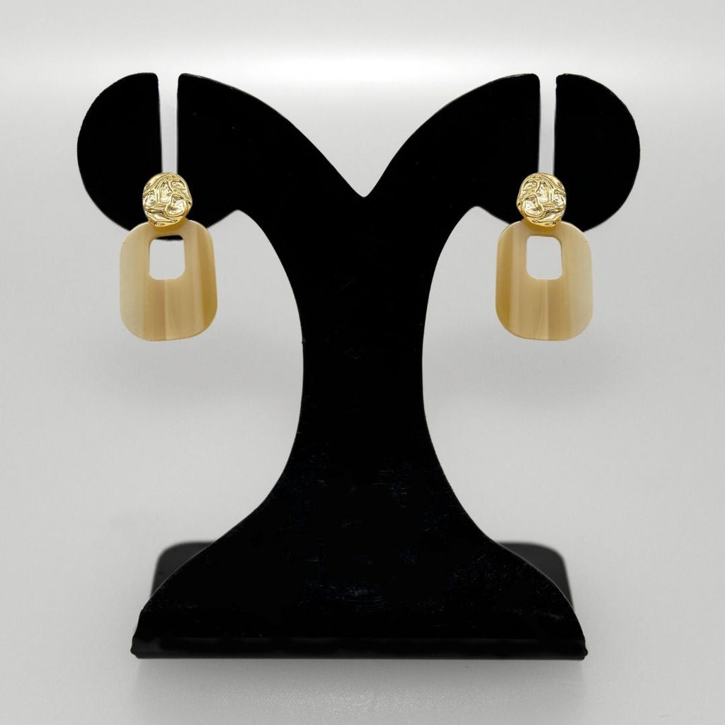 Hammered Metal Beige Danglers Nestasia