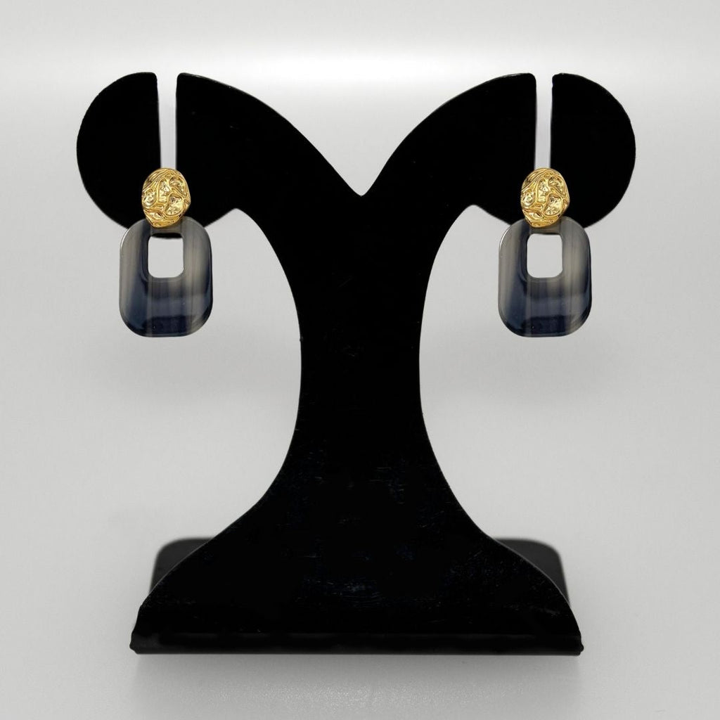 Hammered Metal Black Danglers Nestasia