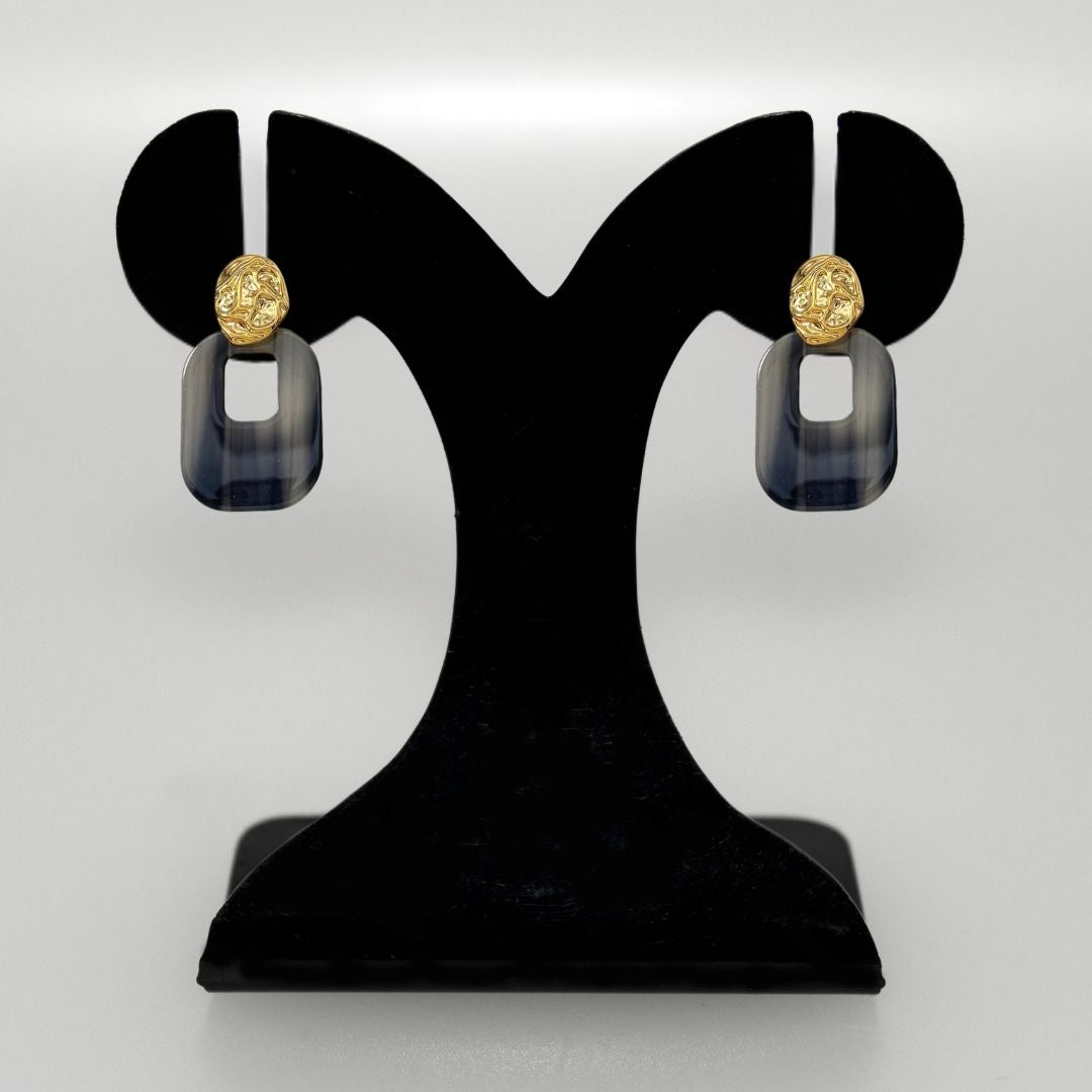 Hammered Metal Black Danglers Nestasia