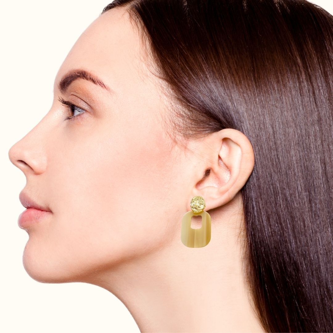 Hammered Metal Beige Danglers Nestasia
