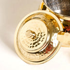 Hammered Pure Brass Ghee Pot With Spoon 400ml Nestasia