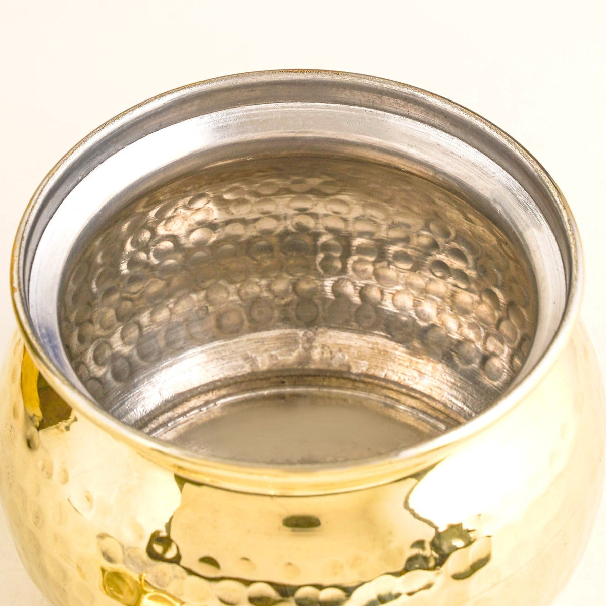 Hammered Pure Brass Ghee Pot With Spoon 400ml Nestasia