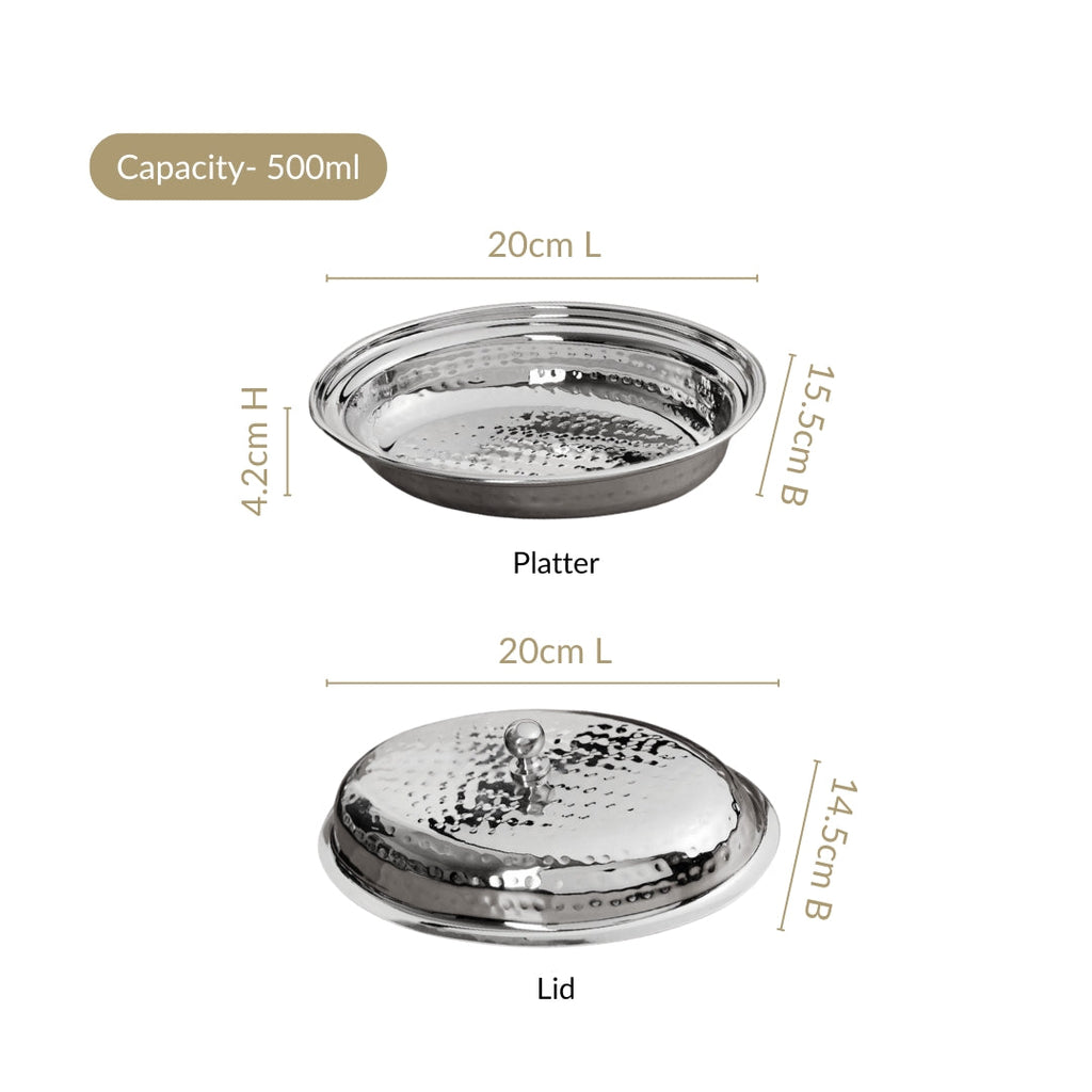 Hammered Stainless Steel Curry Dish Serveware 500ml Nestasia