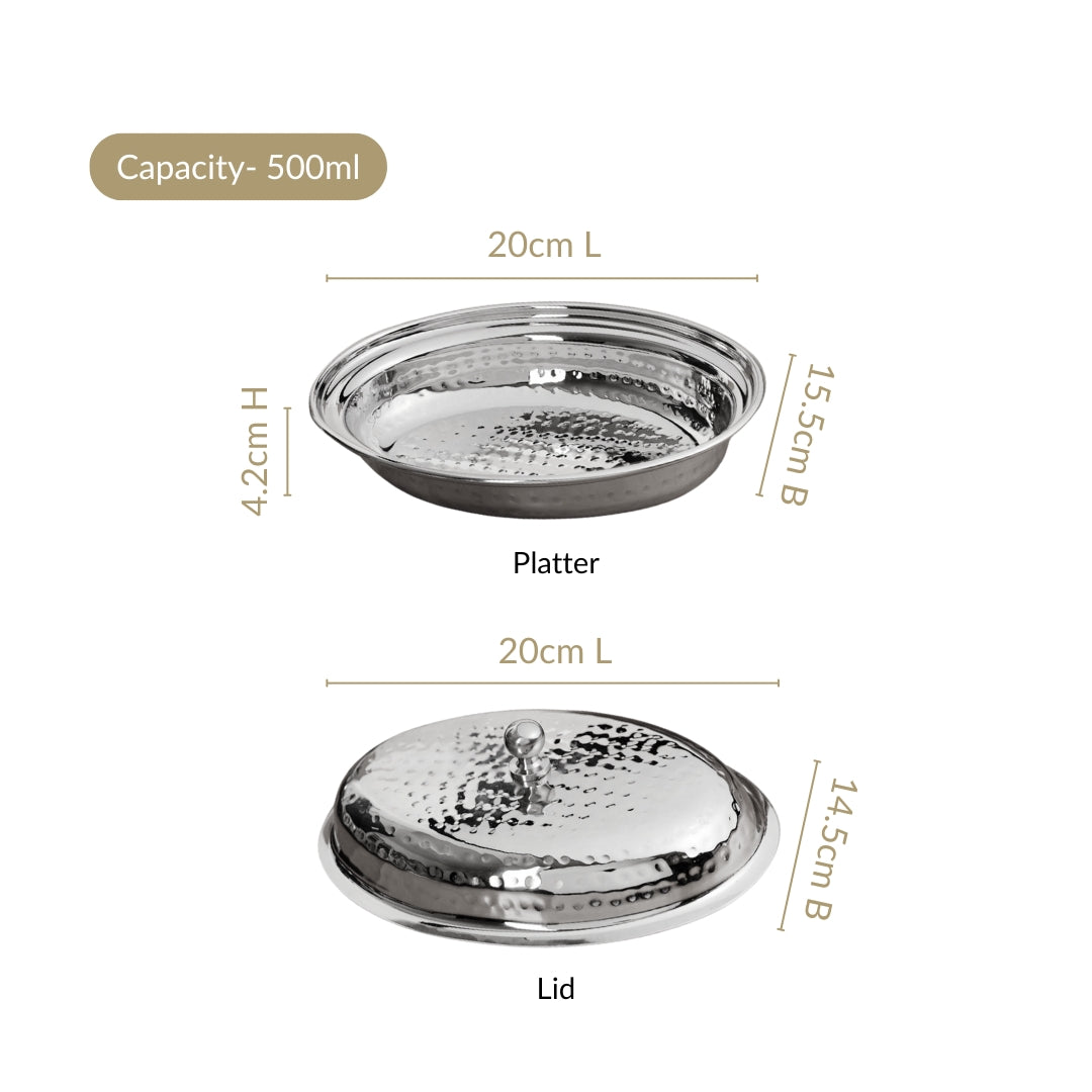 Hammered Stainless Steel Curry Dish Serveware 500ml Nestasia