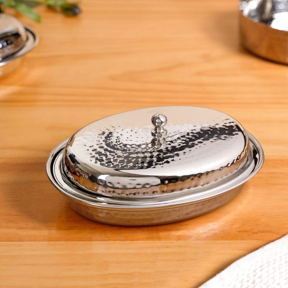 Hammered Stainless Steel Curry Dish Serveware 500ml Nestasia