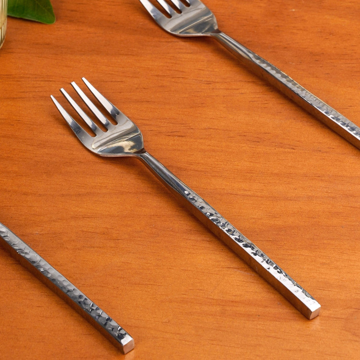 Hammered Stainless Steel Fork Set Of 6 Nestasia