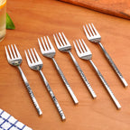 Hammered Stainless Steel Fork Set Of 6 Nestasia