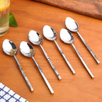 Hammered Stainless Steel Spoon Set Of 6 Nestasia