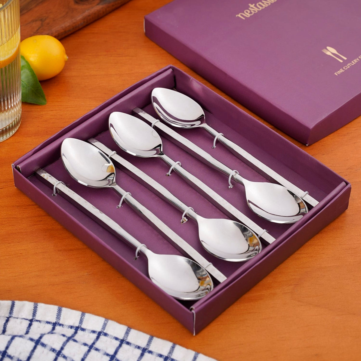 Hammered Stainless Steel Spoon Set Of 6 Nestasia