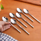 Hammered Stainless Steel Spoon Set Of 6 Nestasia