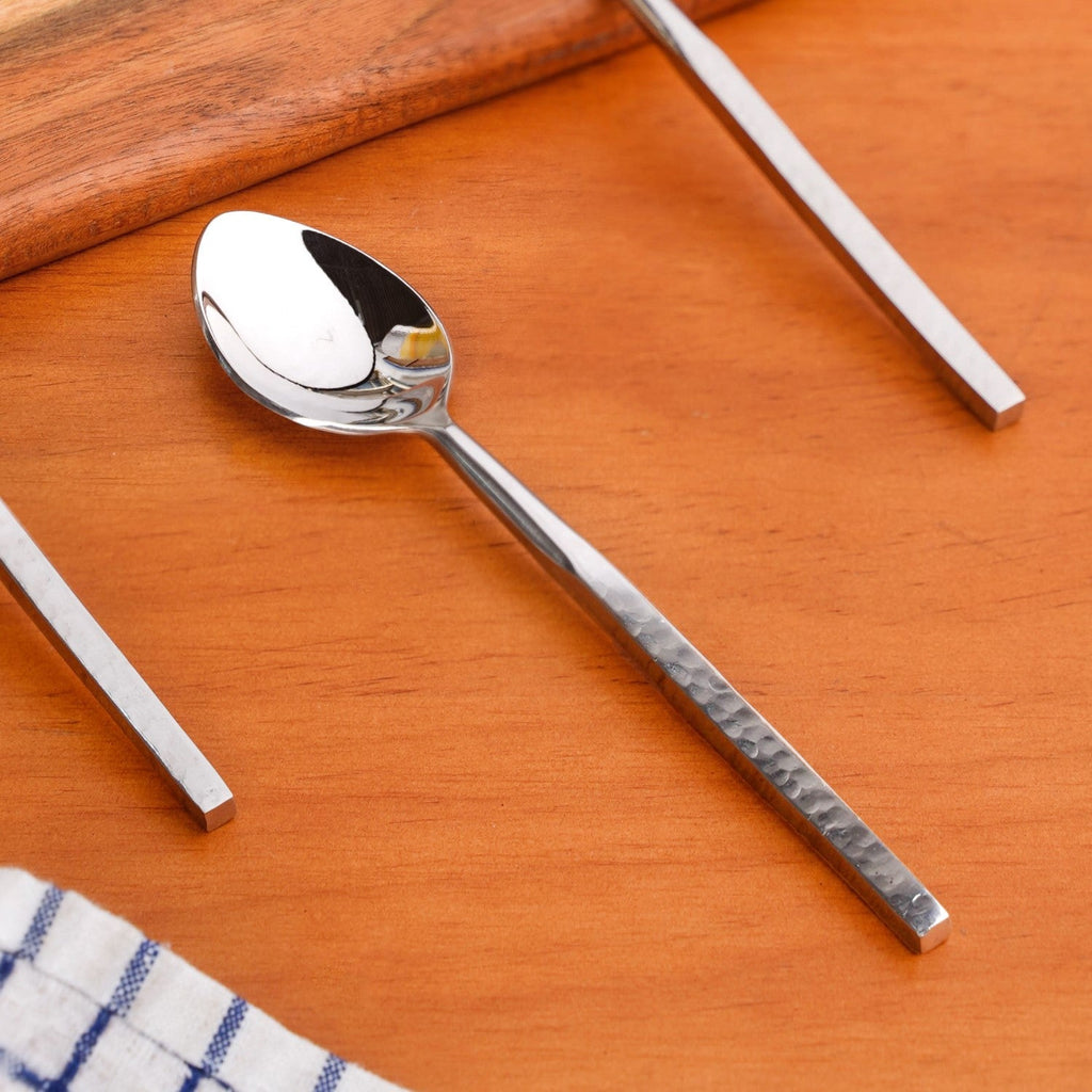 Hammered Stainless Steel Spoon Set Of 6 Nestasia