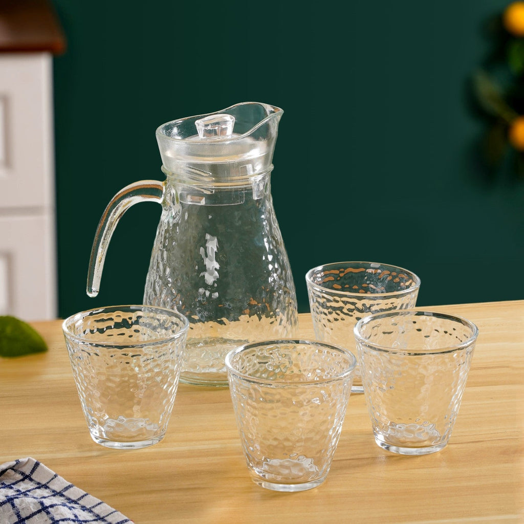 Glass Jug And Tumbler Set Of 5 Nestasia