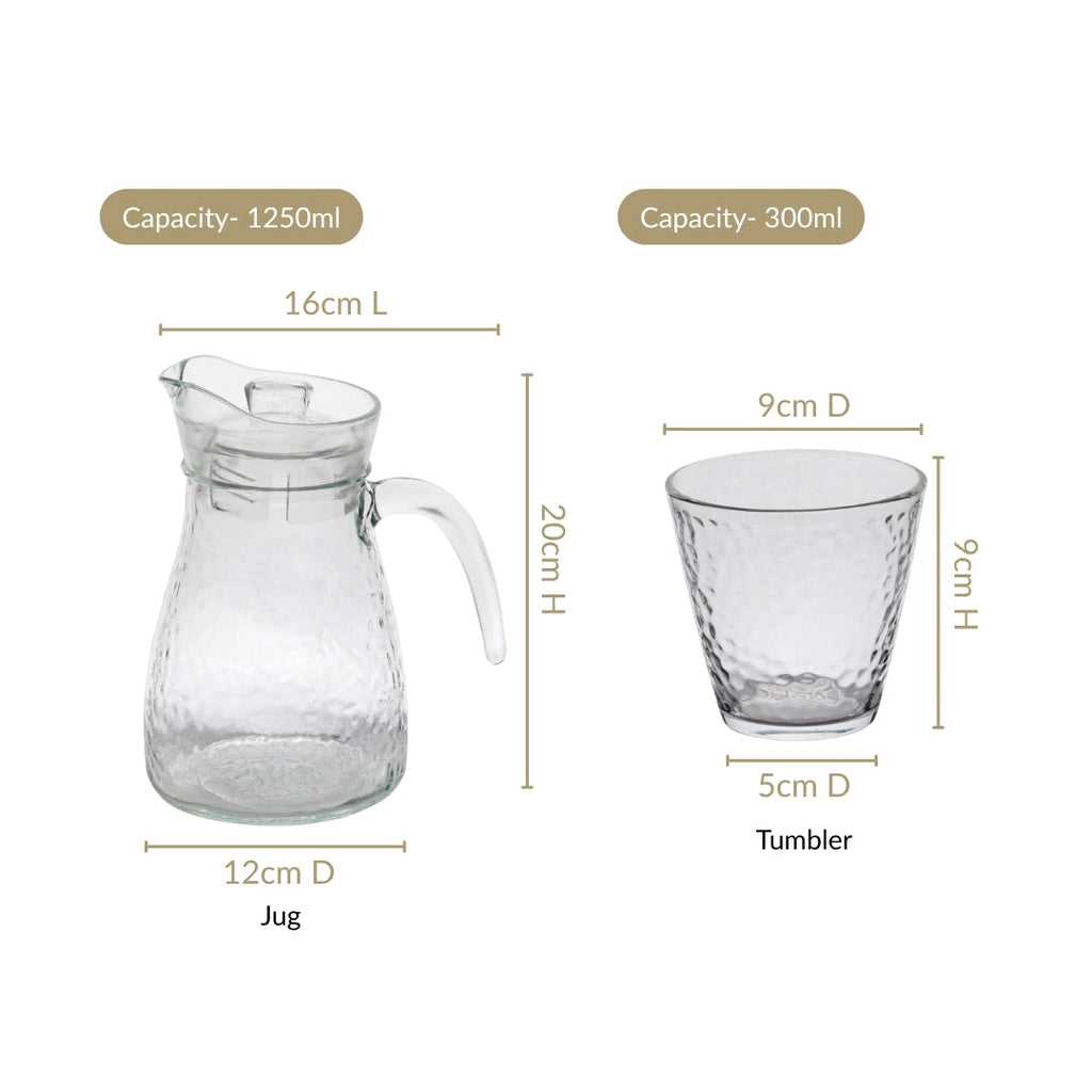 Glass Jug And Tumbler Set Of 5 Nestasia