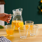 Glass Jug And Tumbler Set Of 5 Nestasia