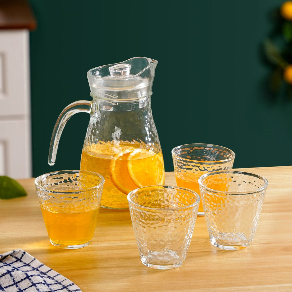Glass Jug And Tumbler Set Of 5 Nestasia