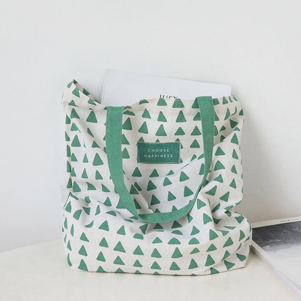 Green And White Tote Bag Nestasia