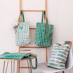 Green And White Tote Bag Nestasia