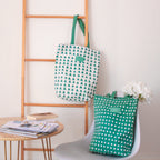 Green And White Tote Bag Nestasia