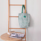 Green And White Tote Bag Nestasia