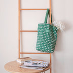 Green And White Tote Bag Nestasia