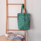 Green And White Tote Bag Nestasia