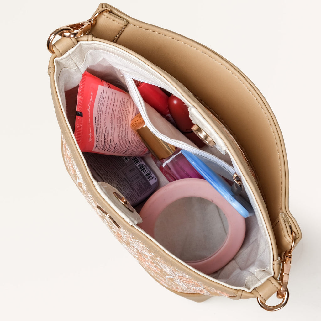Eden Beige Bucket Handbag For Women Nestasia